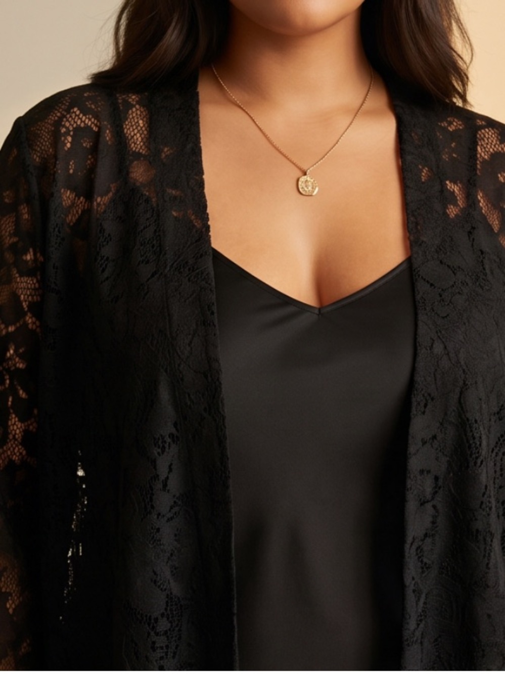 XL Elegant Black Lace summer Cardigan